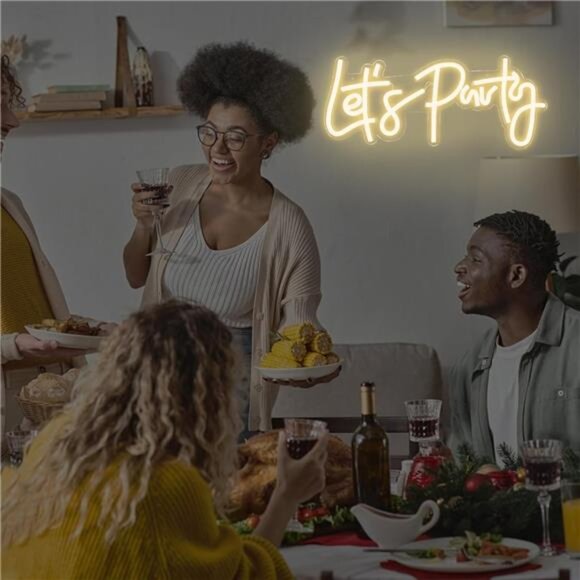 Let's Party Neon Signs Dimmable Neon Light Sign for Wall Decor 16''x7'' Word LED - Picture 5 of 8